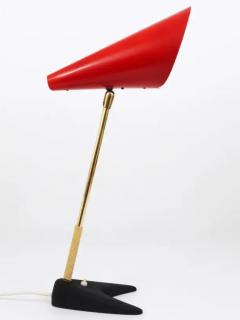  J T Kalmar Kalmar Lighting J T Kalmar Red Brass Midcentury Table Lamp Model Style Vienna Austria 1950s - 4047125