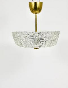  J T Kalmar Kalmar Lighting J T Kalmar Round Mid Century Brass Textured Glass Chandelier Austria 1950s - 4067037