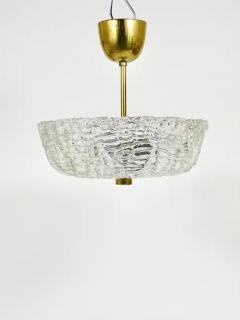  J T Kalmar Kalmar Lighting J T Kalmar Round Mid Century Brass Textured Glass Chandelier Austria 1950s - 4067041