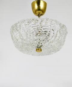  J T Kalmar Kalmar Lighting J T Kalmar Round Mid Century Brass Textured Glass Chandelier Austria 1950s - 4067049