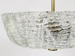  J T Kalmar Kalmar Lighting J T Kalmar Round Mid Century Brass Textured Glass Chandelier Austria 1950s - 4067106
