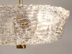  J T Kalmar Kalmar Lighting J T Kalmar Round Mid Century Brass Textured Glass Chandelier Austria 1950s - 4067122