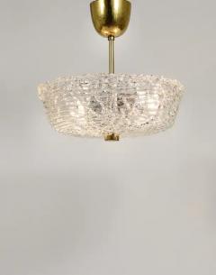  J T Kalmar Kalmar Lighting J T Kalmar Round Mid Century Brass Textured Glass Chandelier Austria 1950s - 4067130