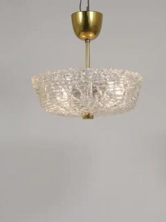  J T Kalmar Kalmar Lighting J T Kalmar Round Mid Century Brass Textured Glass Chandelier Austria 1950s - 4067147