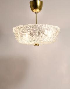  J T Kalmar Kalmar Lighting J T Kalmar Round Mid Century Brass Textured Glass Chandelier Austria 1950s - 4067148