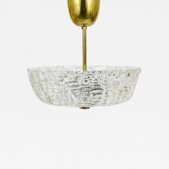  J T Kalmar Kalmar Lighting J T Kalmar Round Mid Century Brass Textured Glass Chandelier Austria 1950s - 4069607