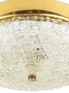  J T Kalmar Kalmar Lighting J T Kalmar Round Mid Century Brass Textured Glass Flush Mount Austria 1950s - 4047447