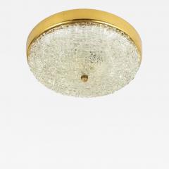  J T Kalmar Kalmar Lighting J T Kalmar Round Mid Century Brass Textured Glass Flush Mount Austria 1950s - 4048128