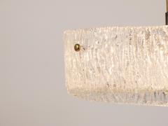  J T Kalmar Kalmar Lighting J T Kalmar Round Textured Glass Ring Brass Chandelier Pendant Lamp 1950s - 4222462