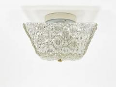  J T Kalmar Kalmar Lighting J T Kalmar Square Brass Textured Glass Flush Mount Ceiling Light 1950s - 4067003