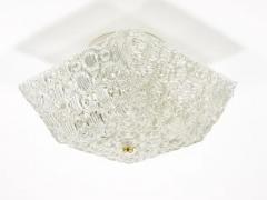  J T Kalmar Kalmar Lighting J T Kalmar Square Brass Textured Glass Flush Mount Ceiling Light 1950s - 4067080