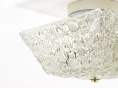  J T Kalmar Kalmar Lighting J T Kalmar Square Brass Textured Glass Flush Mount Ceiling Light 1950s - 4067089
