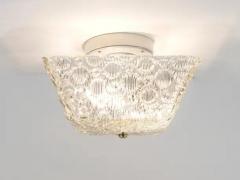  J T Kalmar Kalmar Lighting J T Kalmar Square Brass Textured Glass Flush Mount Ceiling Light 1950s - 4067091