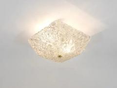  J T Kalmar Kalmar Lighting J T Kalmar Square Brass Textured Glass Flush Mount Ceiling Light 1950s - 4067137