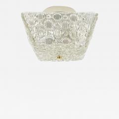 J T Kalmar Kalmar Lighting J T Kalmar Square Brass Textured Glass Flush Mount Ceiling Light 1950s - 4069603