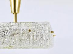  J T Kalmar Kalmar Lighting J T Kalmar Square Textured Glass Mid Century Brass Chandelier Austria 1950s - 4067953