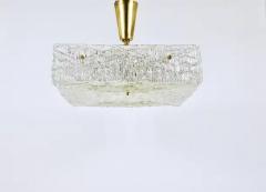  J T Kalmar Kalmar Lighting J T Kalmar Square Textured Glass Mid Century Brass Chandelier Austria 1950s - 4067957