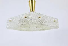  J T Kalmar Kalmar Lighting J T Kalmar Square Textured Glass Mid Century Brass Chandelier Austria 1950s - 4068021