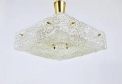  J T Kalmar Kalmar Lighting J T Kalmar Square Textured Glass Mid Century Brass Chandelier Austria 1950s - 4068026