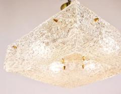  J T Kalmar Kalmar Lighting J T Kalmar Square Textured Glass Mid Century Brass Chandelier Austria 1950s - 4068028