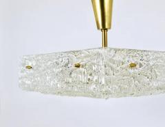  J T Kalmar Kalmar Lighting J T Kalmar Square Textured Glass Mid Century Brass Chandelier Austria 1950s - 4068069