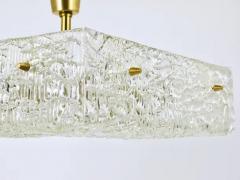  J T Kalmar Kalmar Lighting J T Kalmar Square Textured Glass Mid Century Brass Chandelier Austria 1950s - 4068072