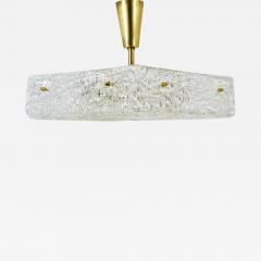  J T Kalmar Kalmar Lighting J T Kalmar Square Textured Glass Mid Century Brass Chandelier Austria 1950s - 4069893