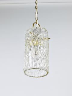  J T Kalmar Kalmar Lighting J T Kalmar Vienna Midcentury Textured Glass Tube Brass Pendant Lamp Austria - 4722536