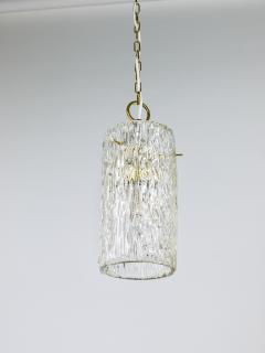  J T Kalmar Kalmar Lighting J T Kalmar Vienna Midcentury Textured Glass Tube Brass Pendant Lamp Austria - 4722538