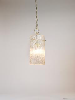  J T Kalmar Kalmar Lighting J T Kalmar Vienna Midcentury Textured Glass Tube Brass Pendant Lamp Austria - 4722545