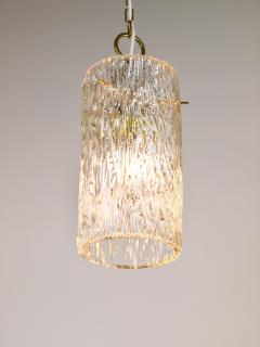  J T Kalmar Kalmar Lighting J T Kalmar Vienna Midcentury Textured Glass Tube Brass Pendant Lamp Austria - 4722547