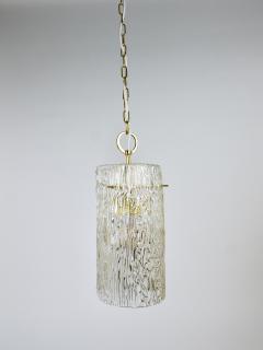  J T Kalmar Kalmar Lighting J T Kalmar Vienna Midcentury Textured Glass Tube Brass Pendant Lamp Austria - 4722556