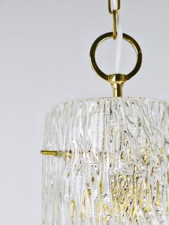 J T Kalmar Kalmar Lighting J T Kalmar Vienna Midcentury Textured Glass Tube Brass Pendant Lamp Austria - 4722560