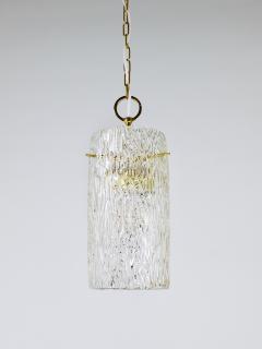  J T Kalmar Kalmar Lighting J T Kalmar Vienna Midcentury Textured Glass Tube Brass Pendant Lamp Austria - 4722561