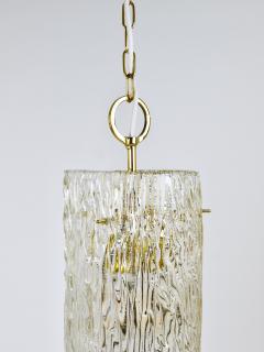  J T Kalmar Kalmar Lighting J T Kalmar Vienna Midcentury Textured Glass Tube Brass Pendant Lamp Austria - 4722562