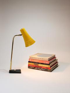  J T Kalmar Kalmar Lighting J T Kalmar Yellow Table Desk Side Lamp Brass Iron Vienna Austria 1950s - 4306594