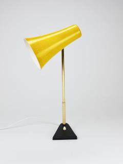  J T Kalmar Kalmar Lighting J T Kalmar Yellow Table Desk Side Lamp Brass Iron Vienna Austria 1950s - 4306596