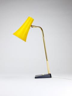  J T Kalmar Kalmar Lighting J T Kalmar Yellow Table Desk Side Lamp Brass Iron Vienna Austria 1950s - 4306601