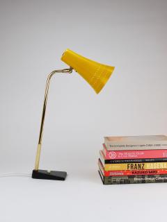  J T Kalmar Kalmar Lighting J T Kalmar Yellow Table Desk Side Lamp Brass Iron Vienna Austria 1950s - 4306602