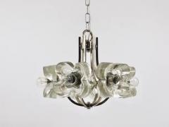  J T Kalmar Kalmar Lighting Kalmar Style Crystal Glass Flower Pendant Chandelier by Sische Germany 1970s - 4066670