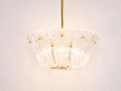  J T Kalmar Kalmar Lighting Large J T Kalmar Curved Basket Chandelier Brass Textured Glass Vienna 1950 - 4706649