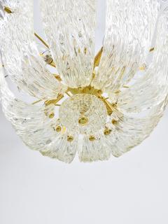  J T Kalmar Kalmar Lighting Large J T Kalmar Curved Basket Chandelier Brass Textured Glass Vienna 1950 - 4706650