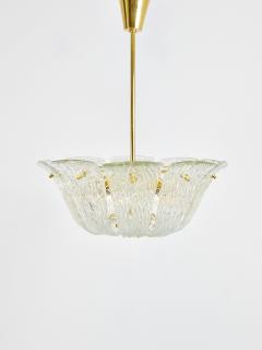  J T Kalmar Kalmar Lighting Large J T Kalmar Curved Basket Chandelier Brass Textured Glass Vienna 1950 - 4706654