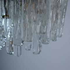  J T Kalmar Kalmar Lighting Large JT Kalmar Ice Pendant in Frosted Glass and Chrome Austria 1960s - 4496731