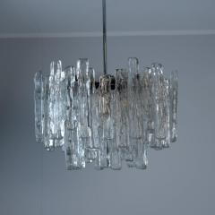  J T Kalmar Kalmar Lighting Large JT Kalmar Ice Pendant in Frosted Glass and Chrome Austria 1960s - 4496732