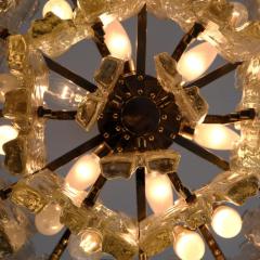  J T Kalmar Kalmar Lighting Large JT Kalmar Ice Pendant in Frosted Glass and Chrome Austria 1960s - 4496735