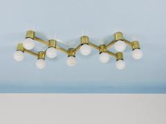  J T Kalmar Kalmar Lighting Large Sciolari Style ZigZag Brass Ceiling Lamp Wall Light Austria 1970s - 4406480