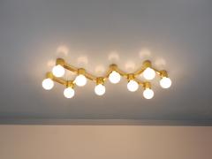  J T Kalmar Kalmar Lighting Large Sciolari Style ZigZag Brass Ceiling Lamp Wall Light Austria 1970s - 4406481