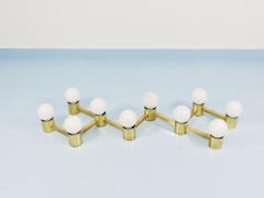  J T Kalmar Kalmar Lighting Large Sciolari Style ZigZag Brass Ceiling Lamp Wall Light Austria 1970s - 4406494