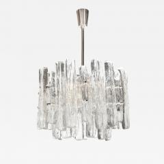  J T Kalmar Kalmar Lighting Mid Century Modern Brushed Aluminum Translucent Murano Glass Chandelier - 2370397